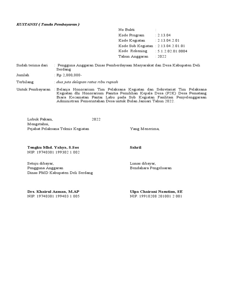 SPJ Gaji P2k Januari Dan Februari PDF