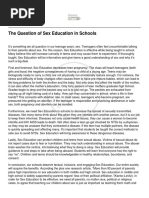 The Question of Sex Education in Schools