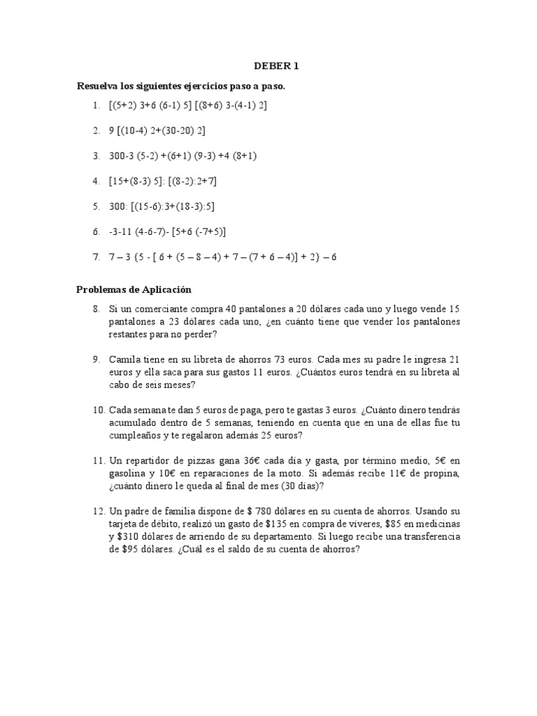Ejercicios de matemáticas y problemas prácticos | PDF