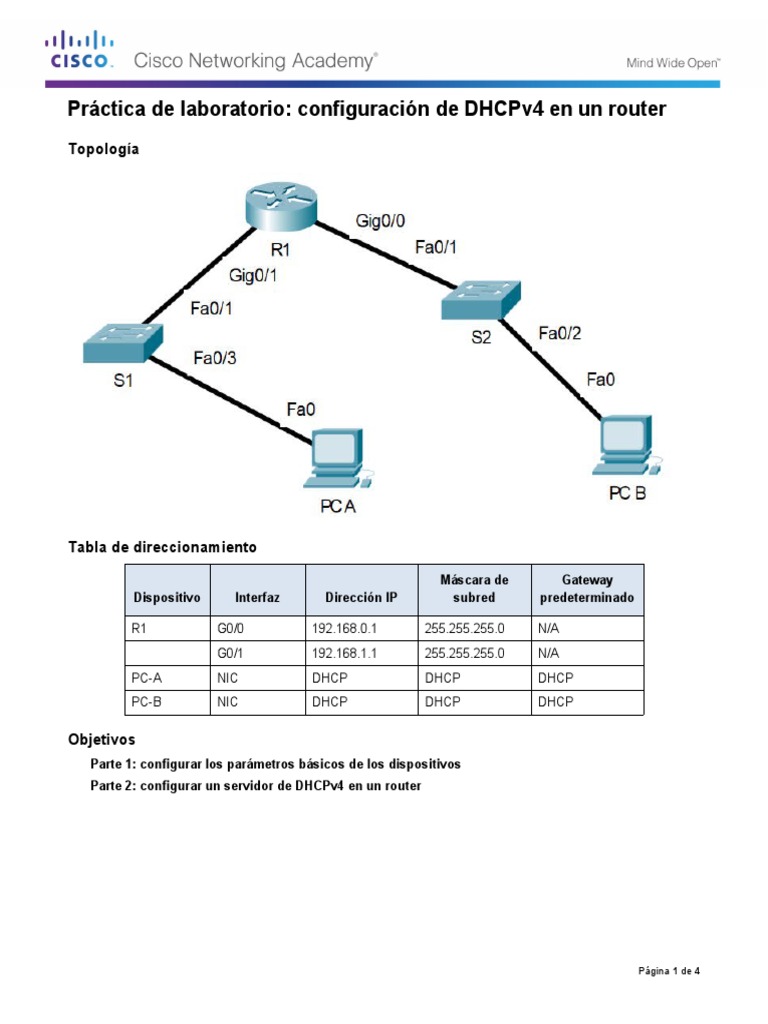 LAB DHCPv4 On A Router (NEW) | PDF | Dirección IP | Enrutador (Computación)