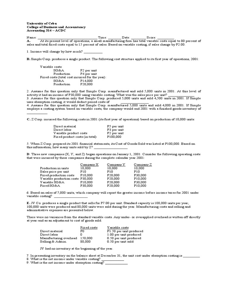 ACDC Probs Fs | PDF | Cost Of Goods Sold | Taxes