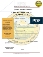 Late Registration Certificate 2020