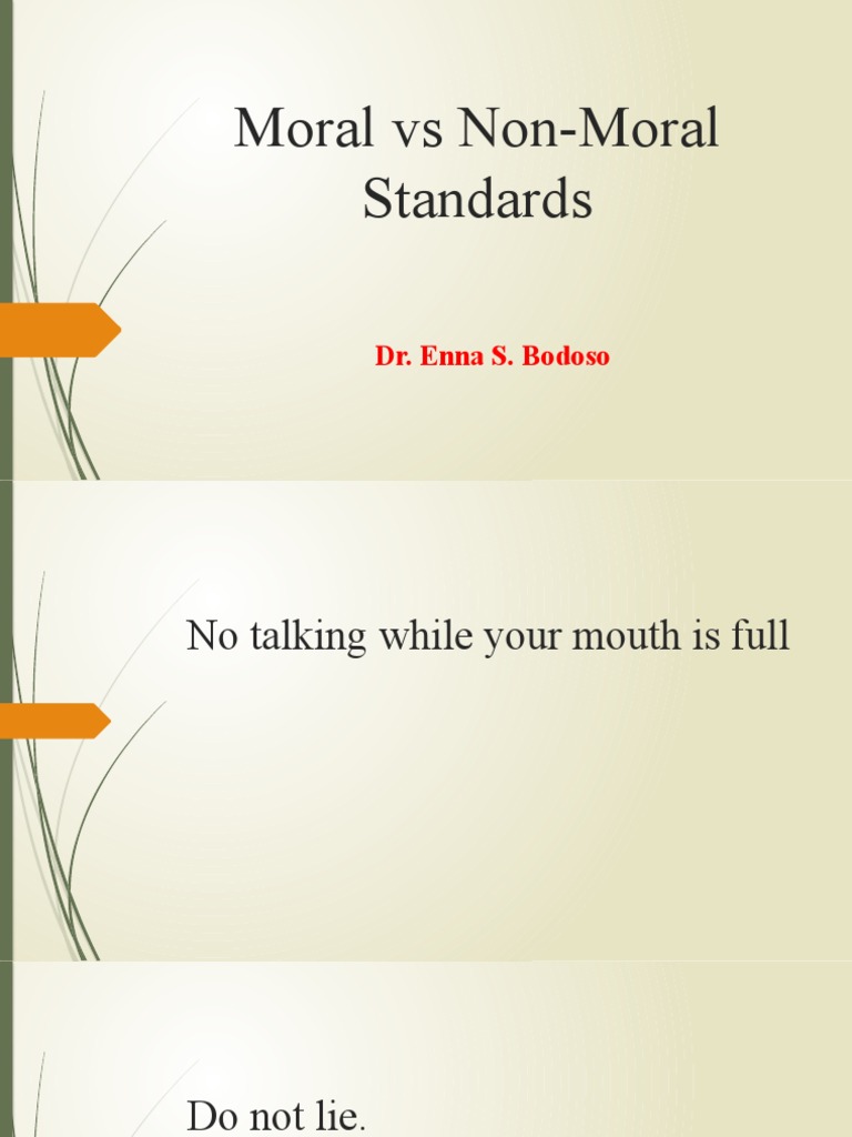 Moral Vs Non Moral Standards PDF Morality Etiquette