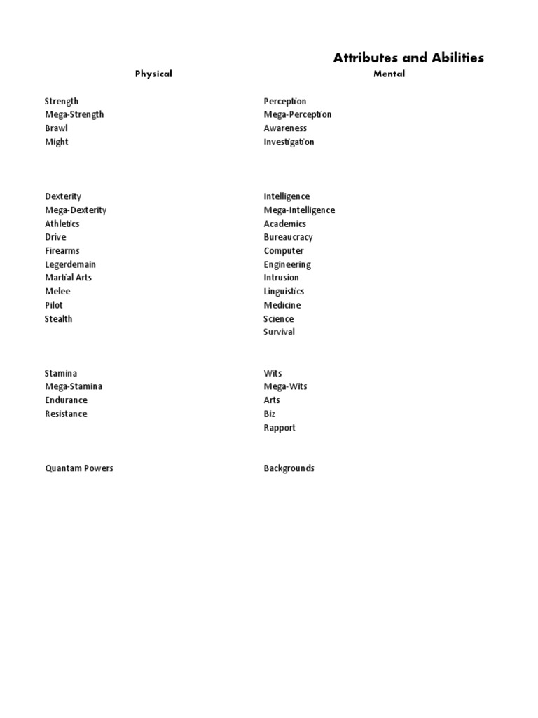 Attributes and Abilities Overview | PDF
