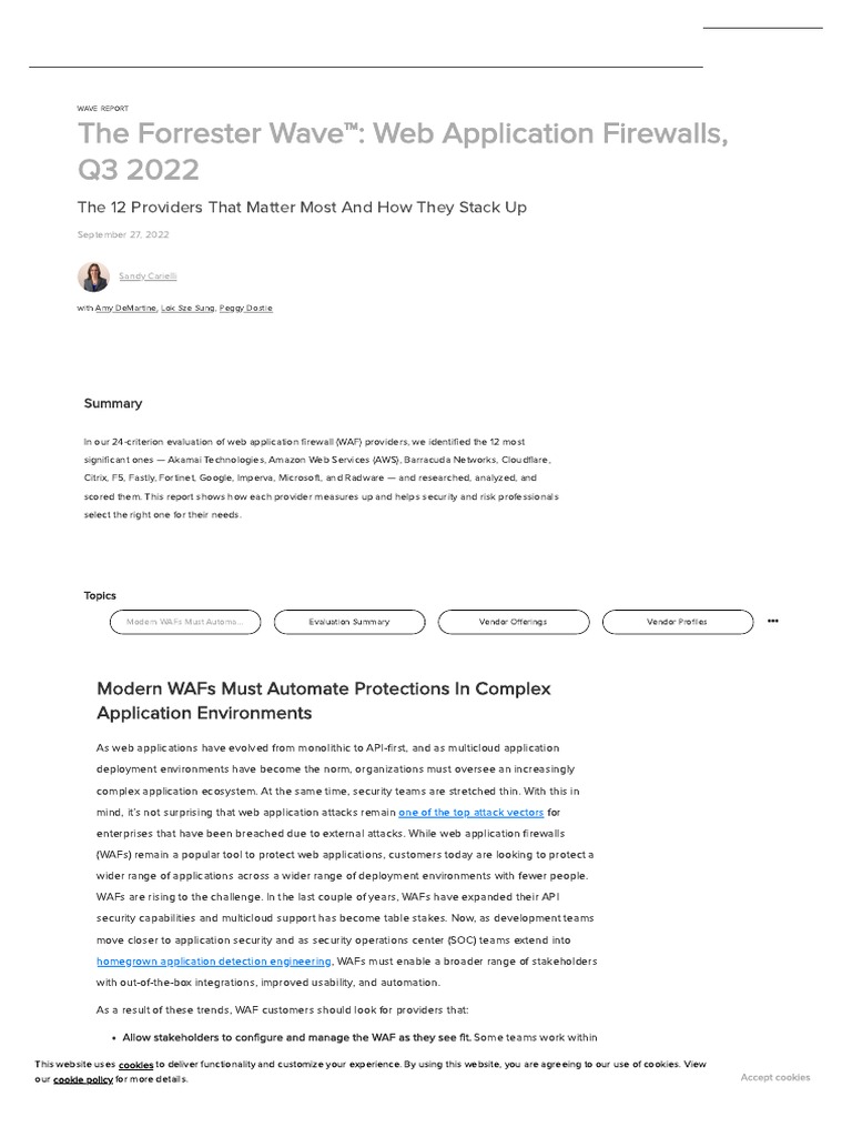 The Forrester Wave™ - Web Application Firewalls, Q3 2022 | PDF | Cloud ...