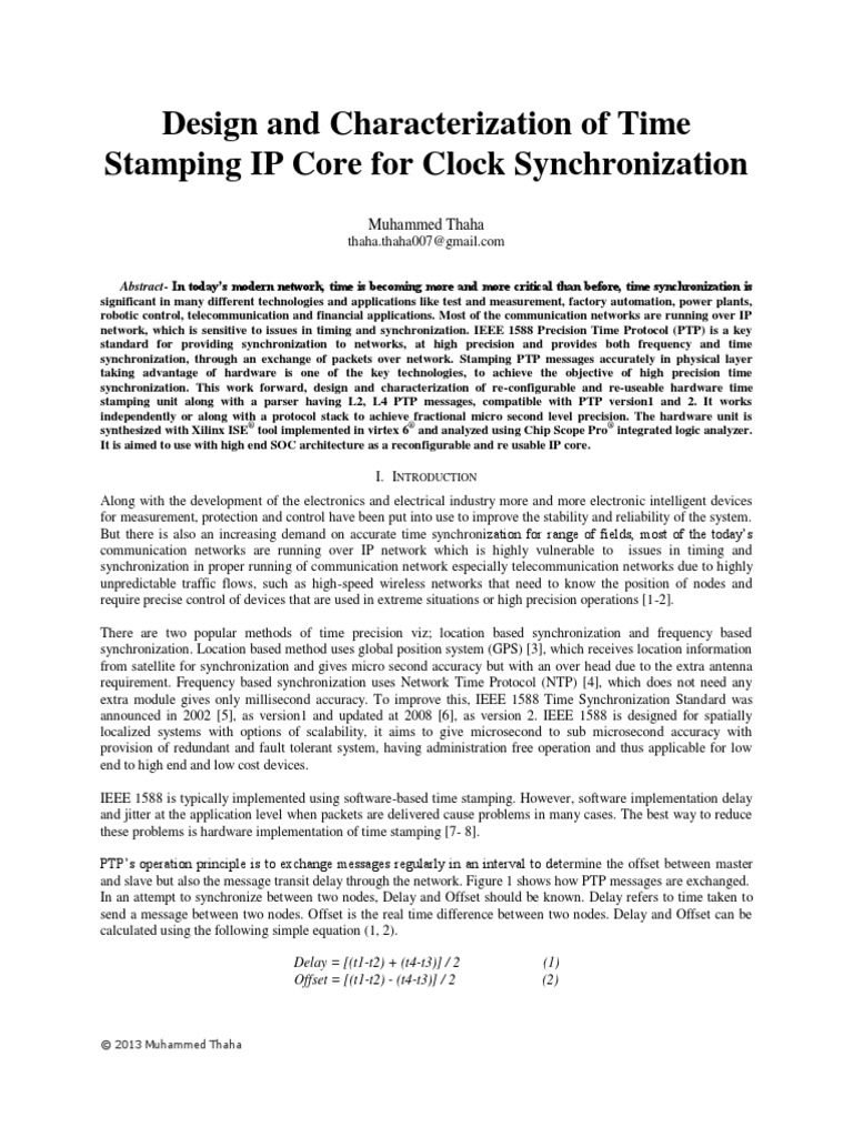 Design and Characterization Time Stamping Core Clock Muhammed Thaha Final Paper PDF Computer
