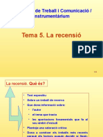 Presentació Tema 5. La Recensió