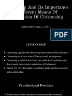 Citizenship and Its Importance - Different Means of Acquisition of Citizenship