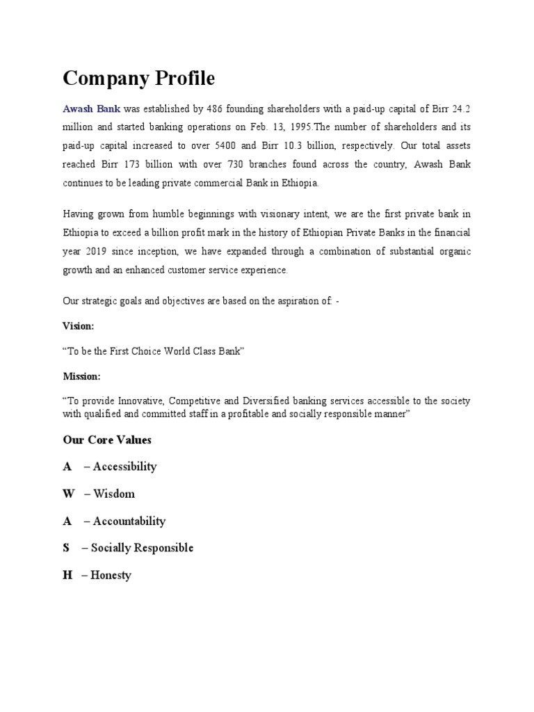 Awash Bank: Leading Private Bank in Ethiopia | PDF | Banks | Brand
