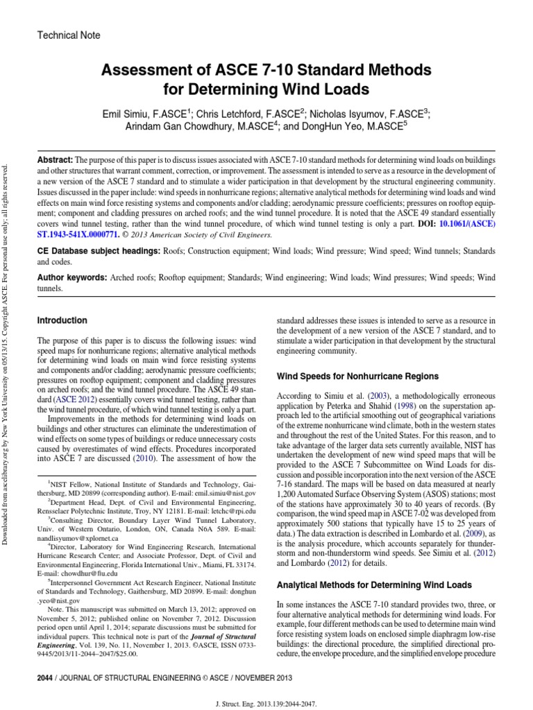 Assessment of asce 7 10 standard methods pdf wind tunnel wound