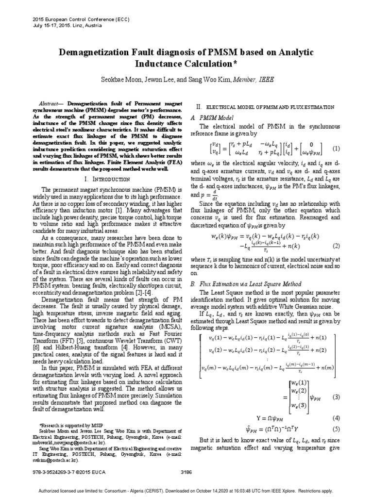 Demagnetization Fault Diagnosis of PMSM Based On Analytic Inductance ...