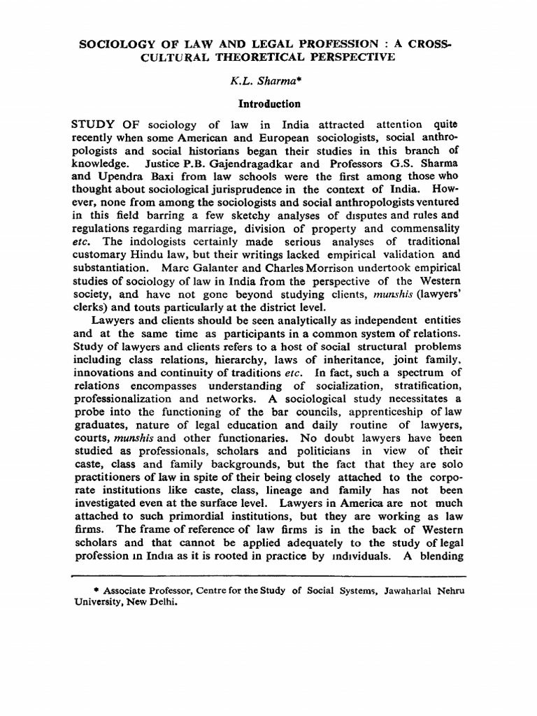 Sociology of Law and Legal Profession | PDF | Sociology | Jurisprudence