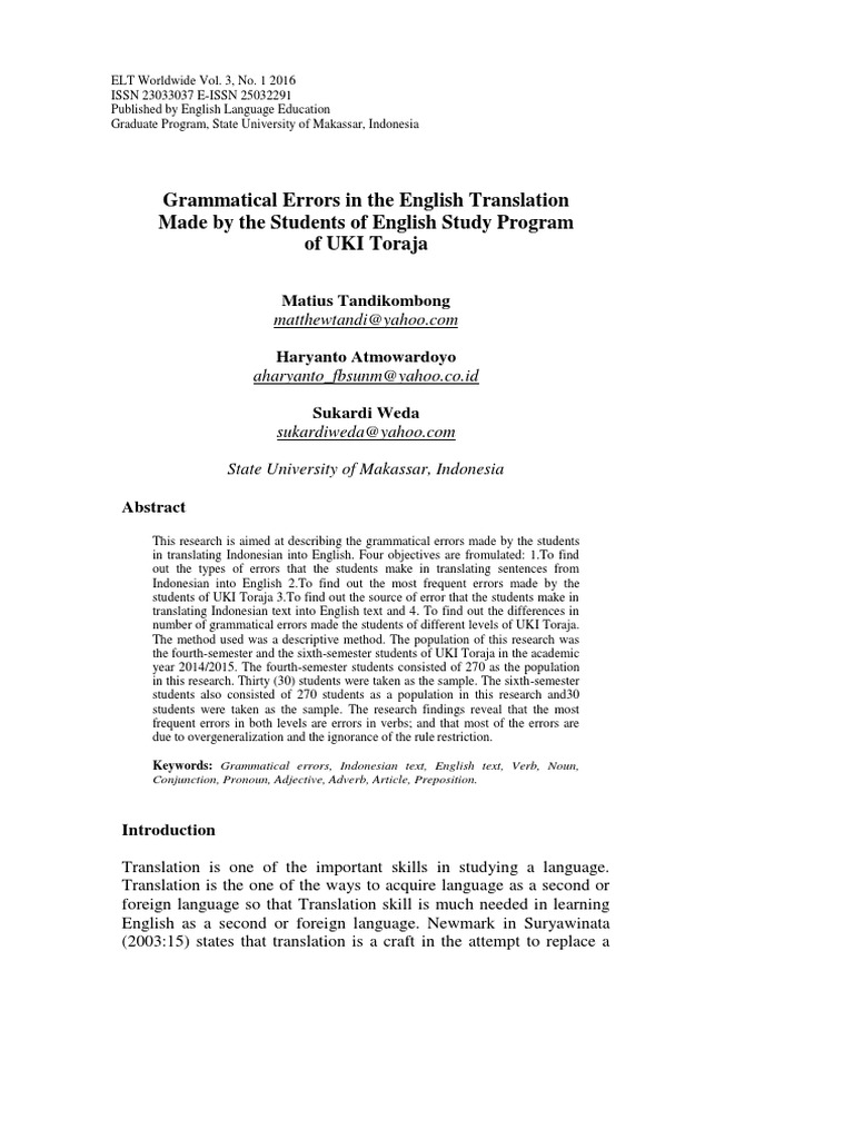 Grammatical Errors in Student Translations | PDF | English Grammar | Verb