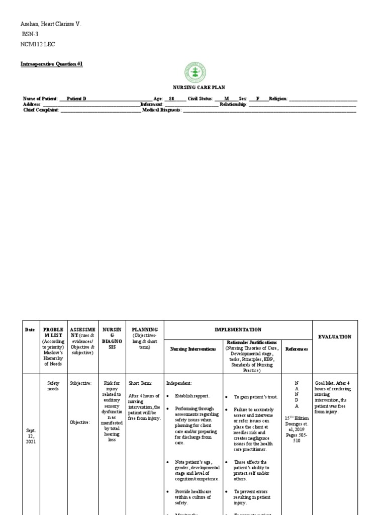 Asehan Heart NCP NCM 112 | PDF | Nursing | Breathing