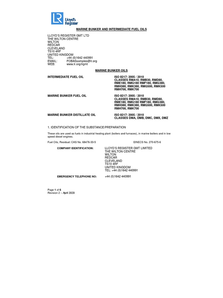 MSDS PDF Fuel Oil Dangerous Goods