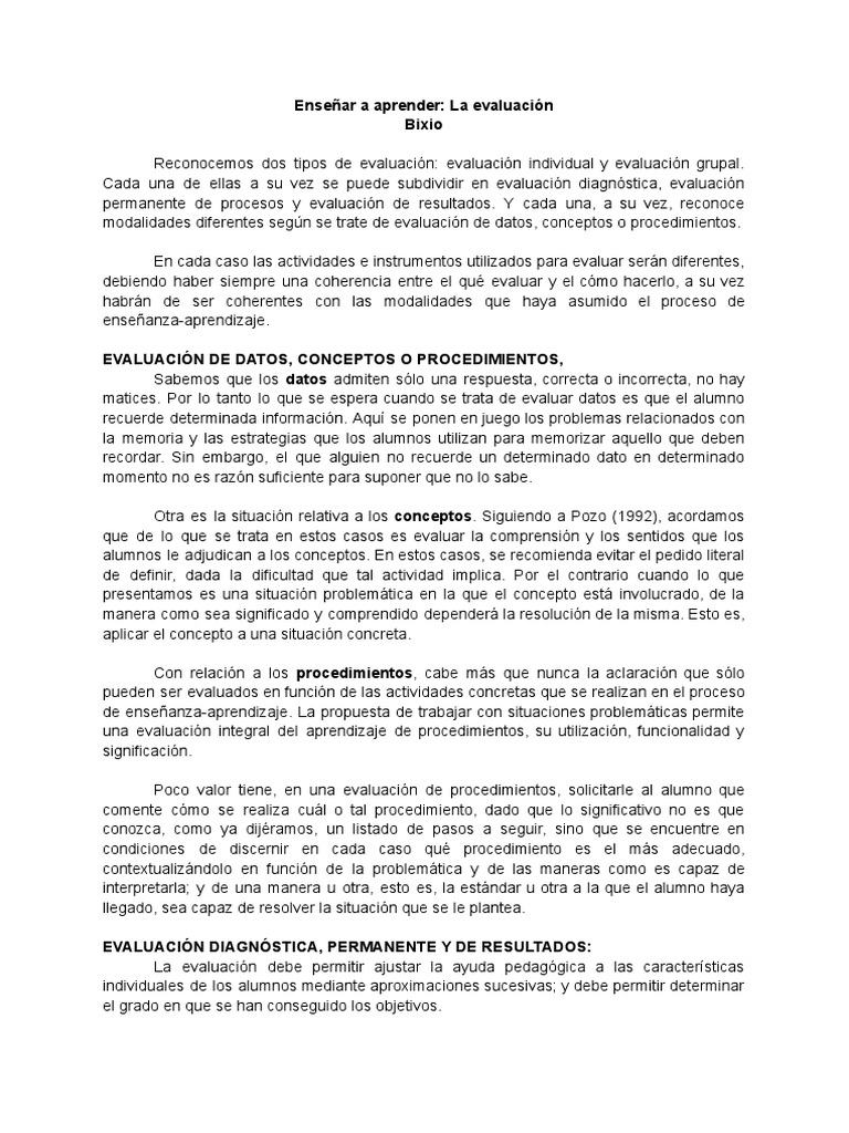 Tipos y Modalidades de Evaluación Educativa | PDF | Evaluación ...