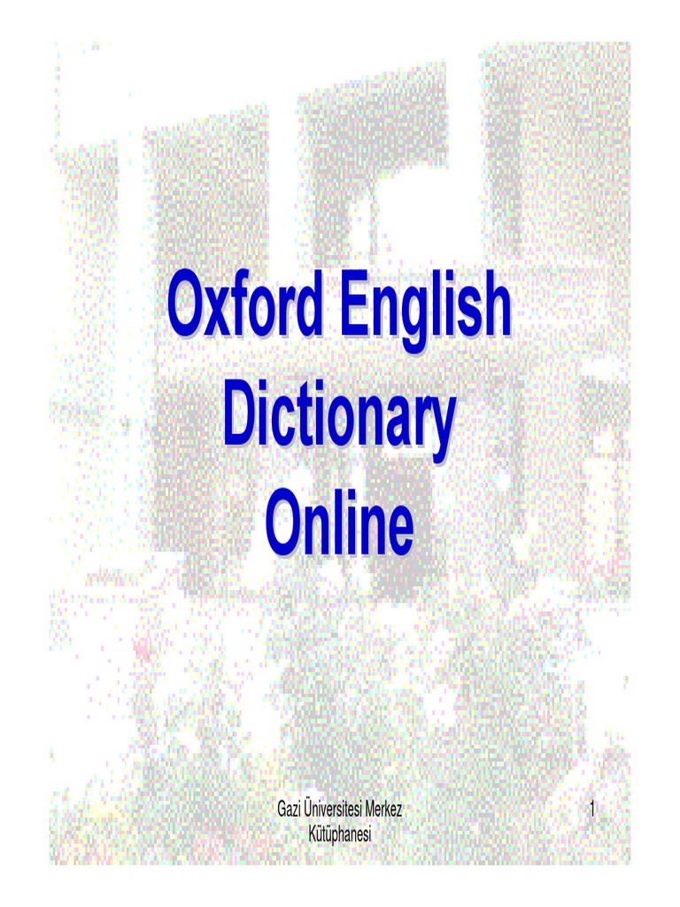Oxford English Dictionary Online PDF