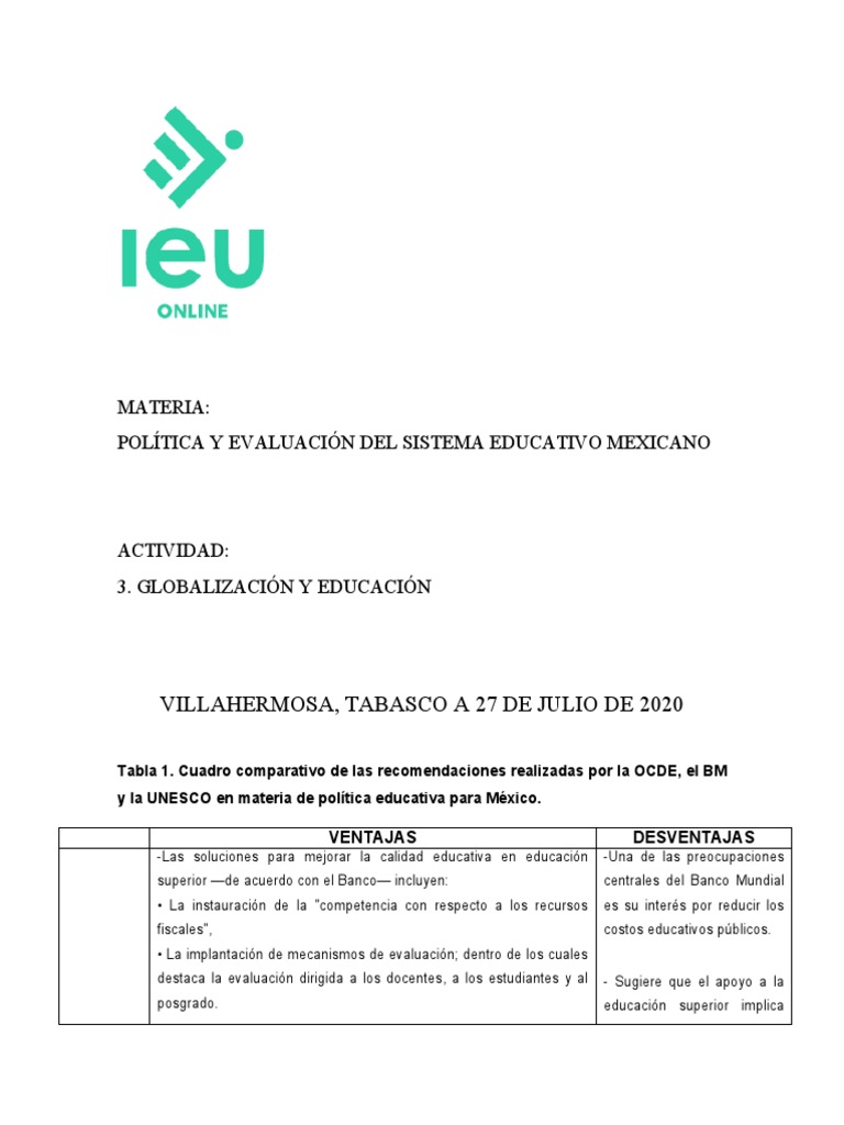 Globalizacion y Educacion | PDF | Método de enseñanza | Evaluación