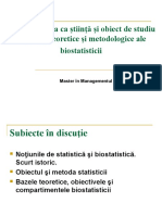 Biostatistica ca ştiinţă şi obiect de studiu