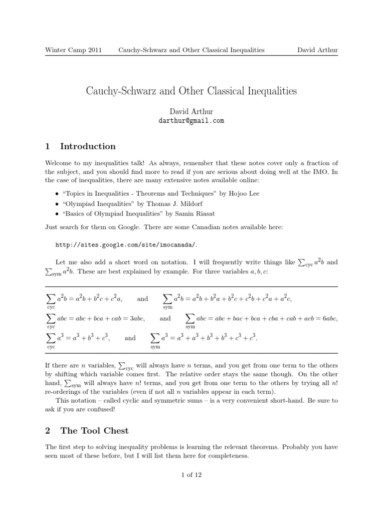 Inequalities | PDF | Square Root | Inequality (Mathematics)