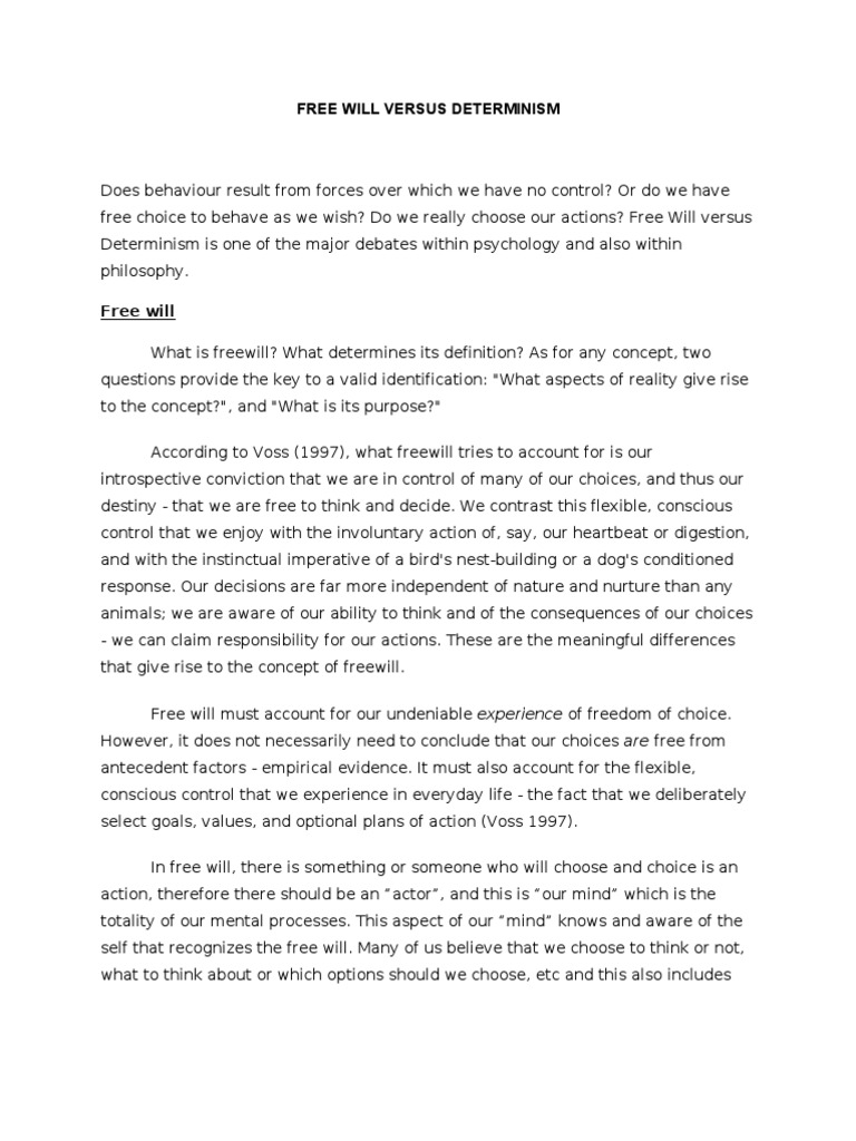 Free Will Versus Final) | PDF