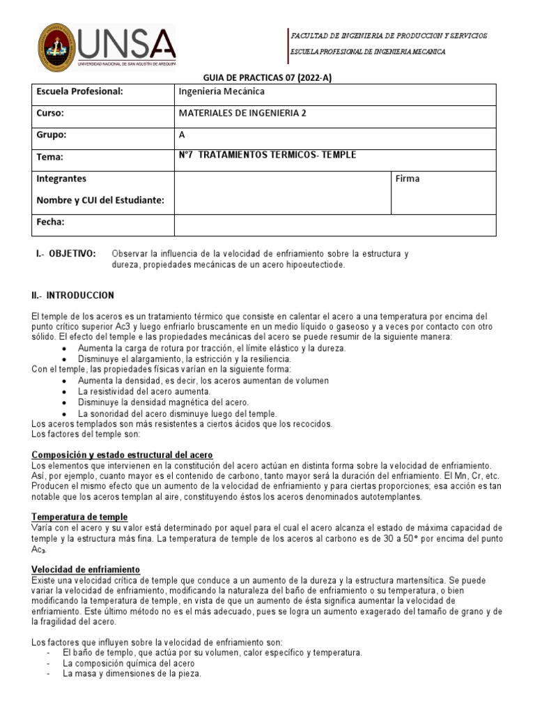 Tratamientos Térmicos: Temple y Revenido | PDF | Tratamiento a base de ...