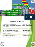 Ciclo de Conferencias Ing. Química y Alimentos - UTO - INFORMACION EXPOSICIONES