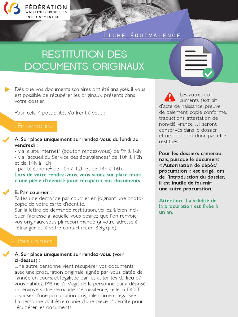 Restitution des documents originaux | PDF