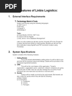 System Features of Linbis Logistics