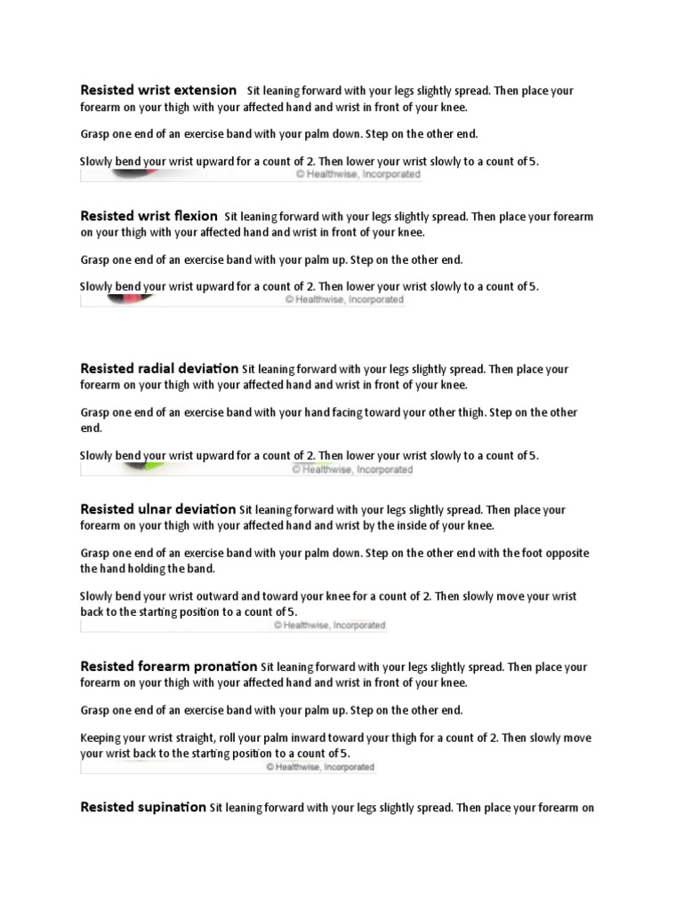 Wrist Sprain Rehab Exercises PDF