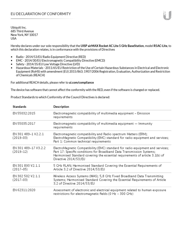 R5AC-Lite DoC | PDF | Electromagnetic Compatibility | Electromagnetism