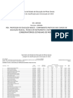 Lista classificação professores música Uberaba 2023