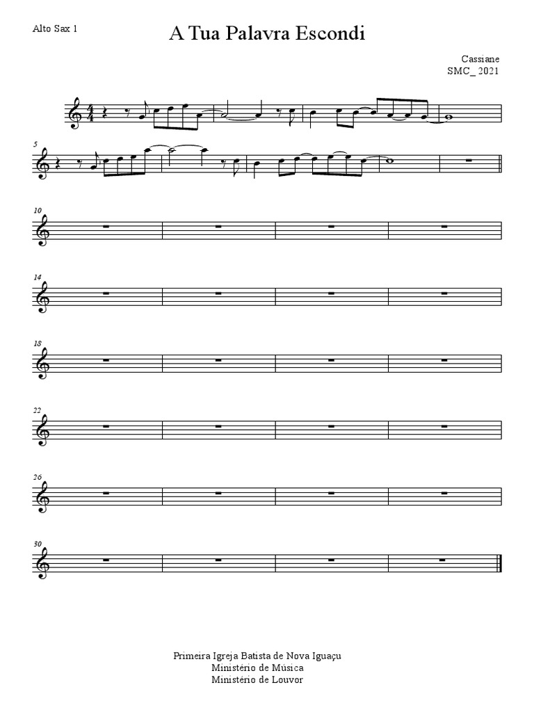 A Tua Palavra Escondi - Sax Alto - 2021 | PDF