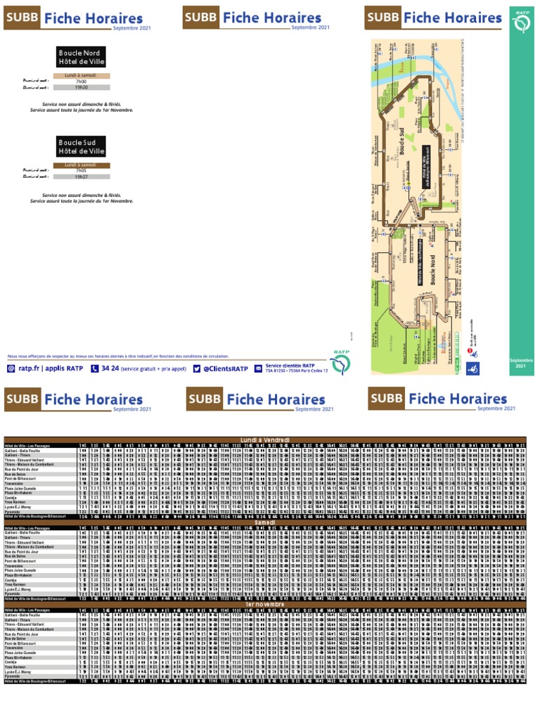 Horaires des Bus SUBB à Boulogne-Billancourt | PDF | Peuple français ...