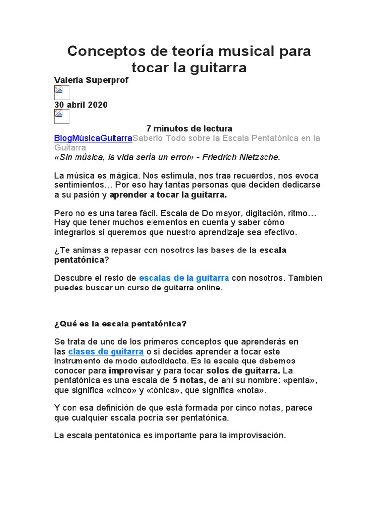 Guía de la Escala Pentatónica en Guitarra | PDF | Escala (música ...