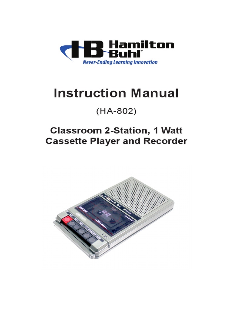 User manual for the ha 802 classroom 2 station 1 watt cassette player