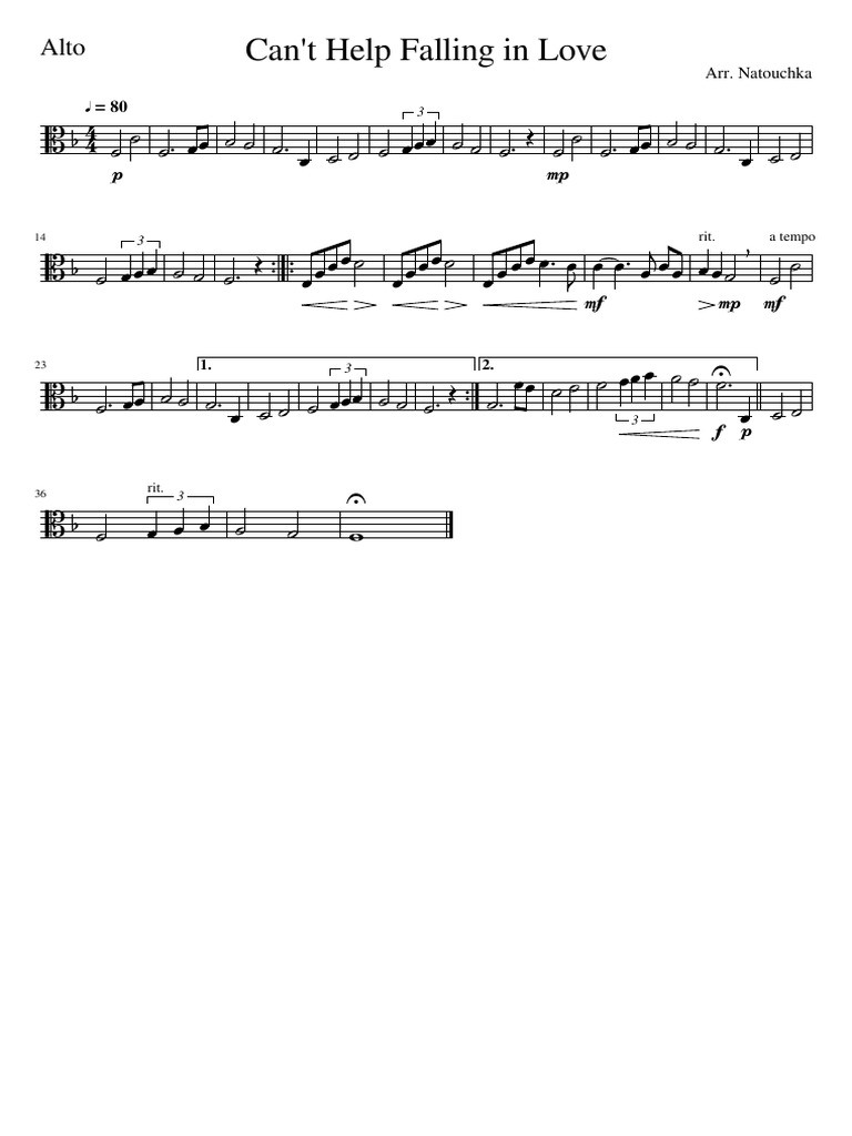 Cant Help Falling in Love Viola PDF