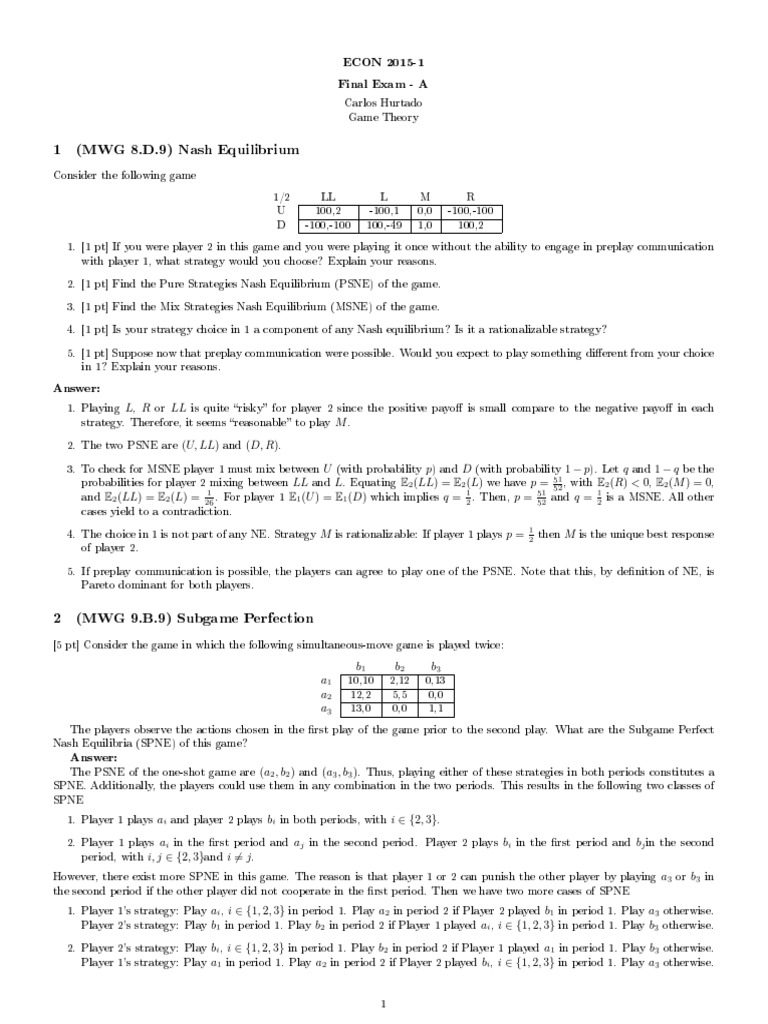 E2 A E Answers | PDF | Auction | Mathematical And Quantitative Methods ...