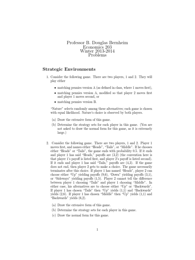 Nash Equilibrium in Strategic Games | PDF | Mathematical And ...