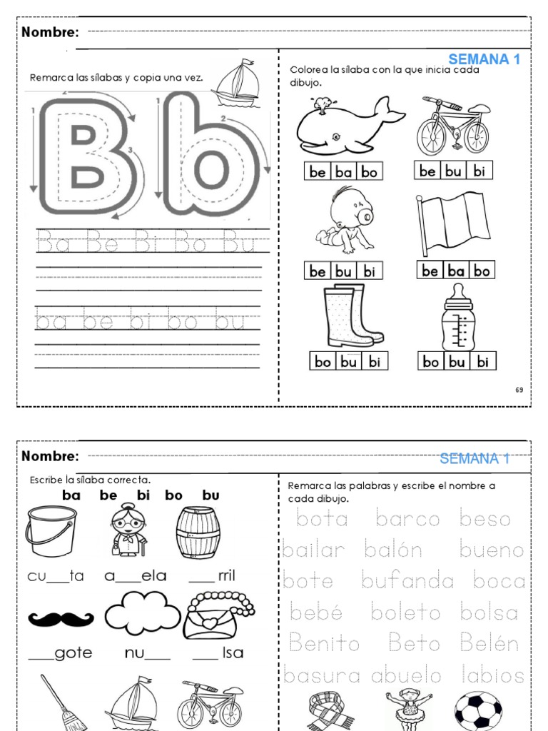 Ejercicios de Sílabas para Niños | PDF