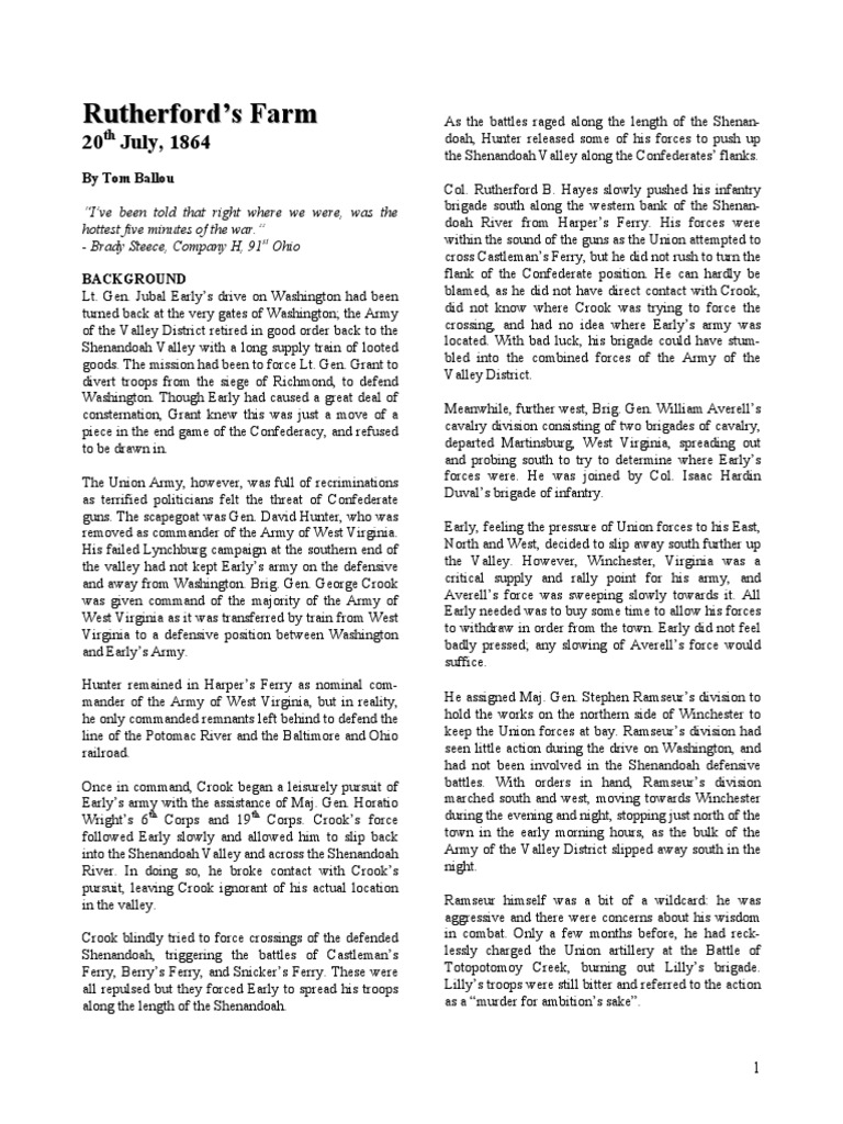 Rutherford's Farm Battle Scenarios | PDF | Eastern Theater Of The ...