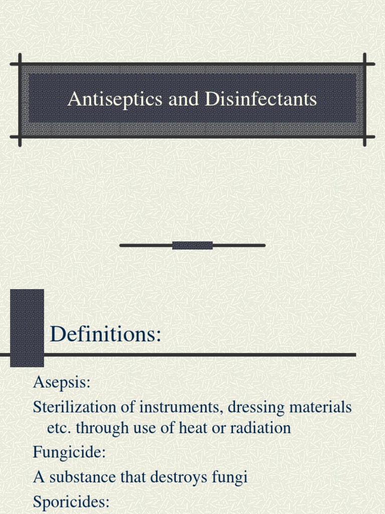 Antiseptics and Disinfectants Extra PDF Disinfectant Antimicrobial