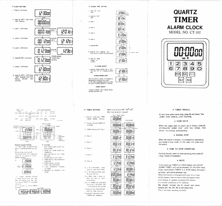 Quartz Timer Alarm Clock Ct102 PDF Clock Machines