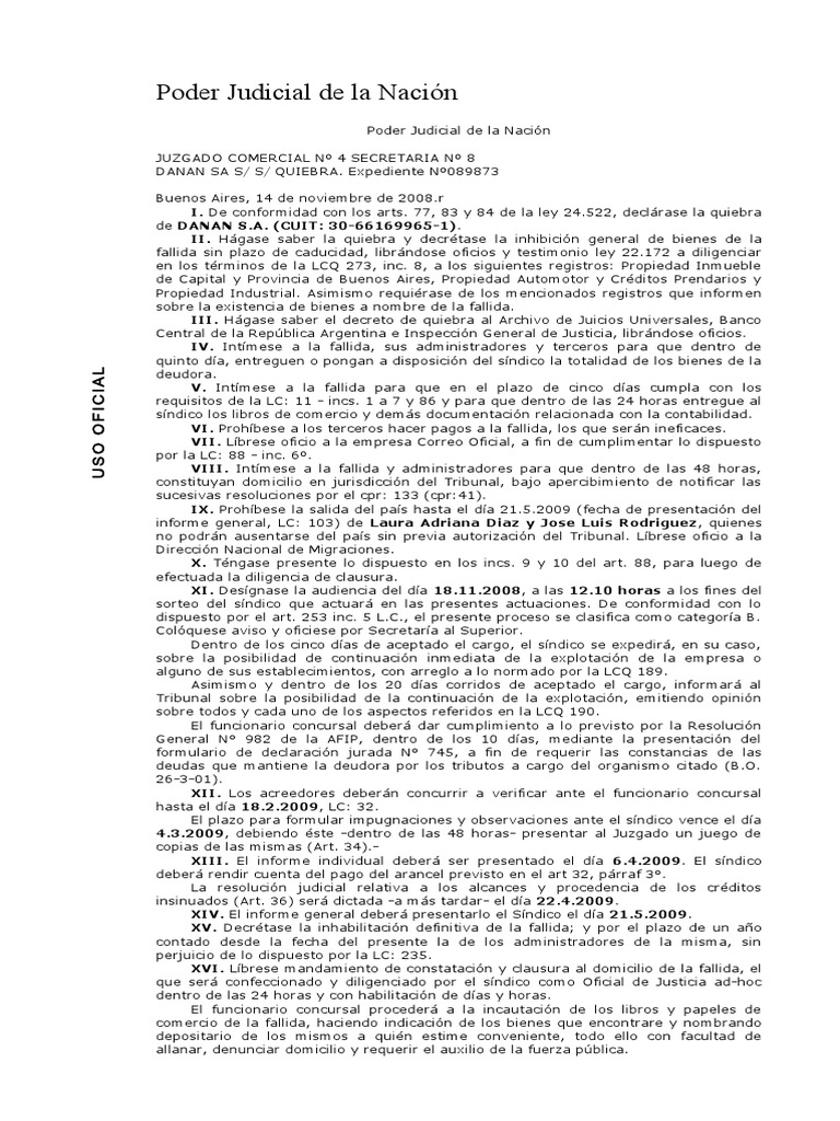 Quiebra declaracion de quiebra lcq 077 pdf bancarrota economias