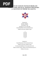 Download EFFECTS OF CLIMATE CHANGE IN HIGHLAND AGRICULTURE AND LOCAL ADAPTIVE STRATEGIES IN RASUWA NEPAL by Kamal Thapa SN61356929 doc pdf