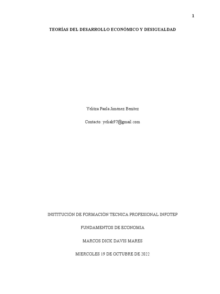 Teorías del Desarrollo Económico y Desigualdad | PDF | Teoría de la ...