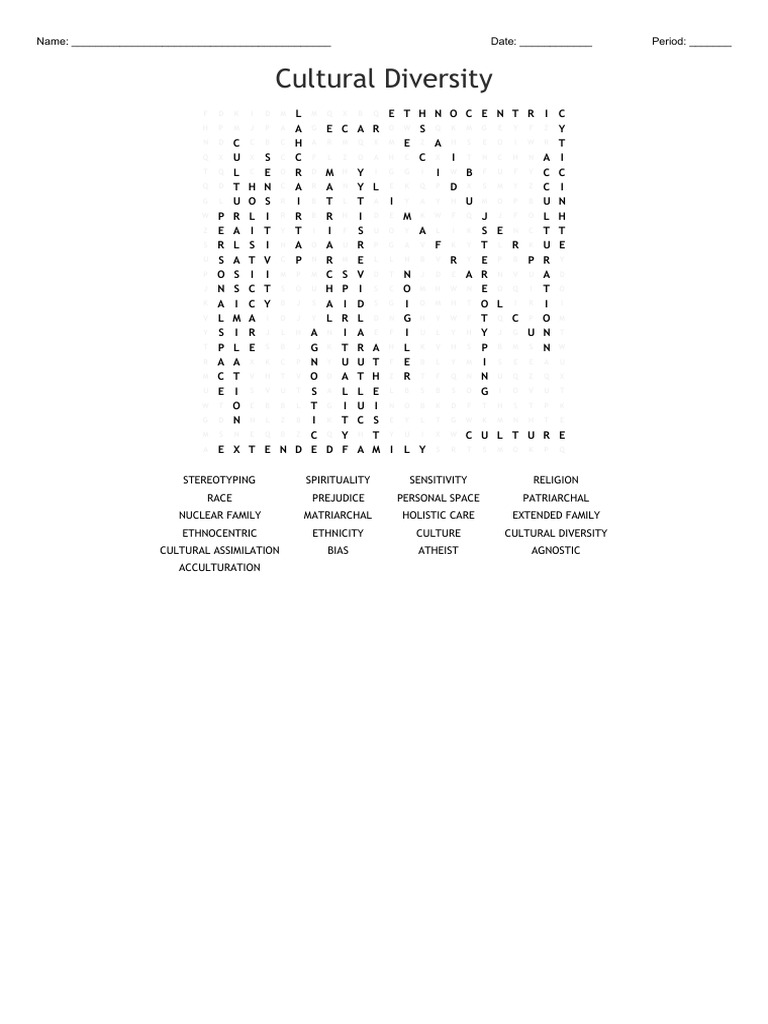 Cultural Diversity Word Search Answers | PDF | Identity Politics ...