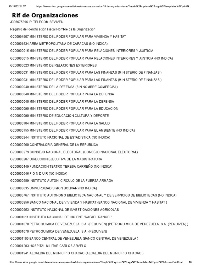 Rif de Organizaciones | PDF | Venezuela | Ministerio (Departamento de ...
