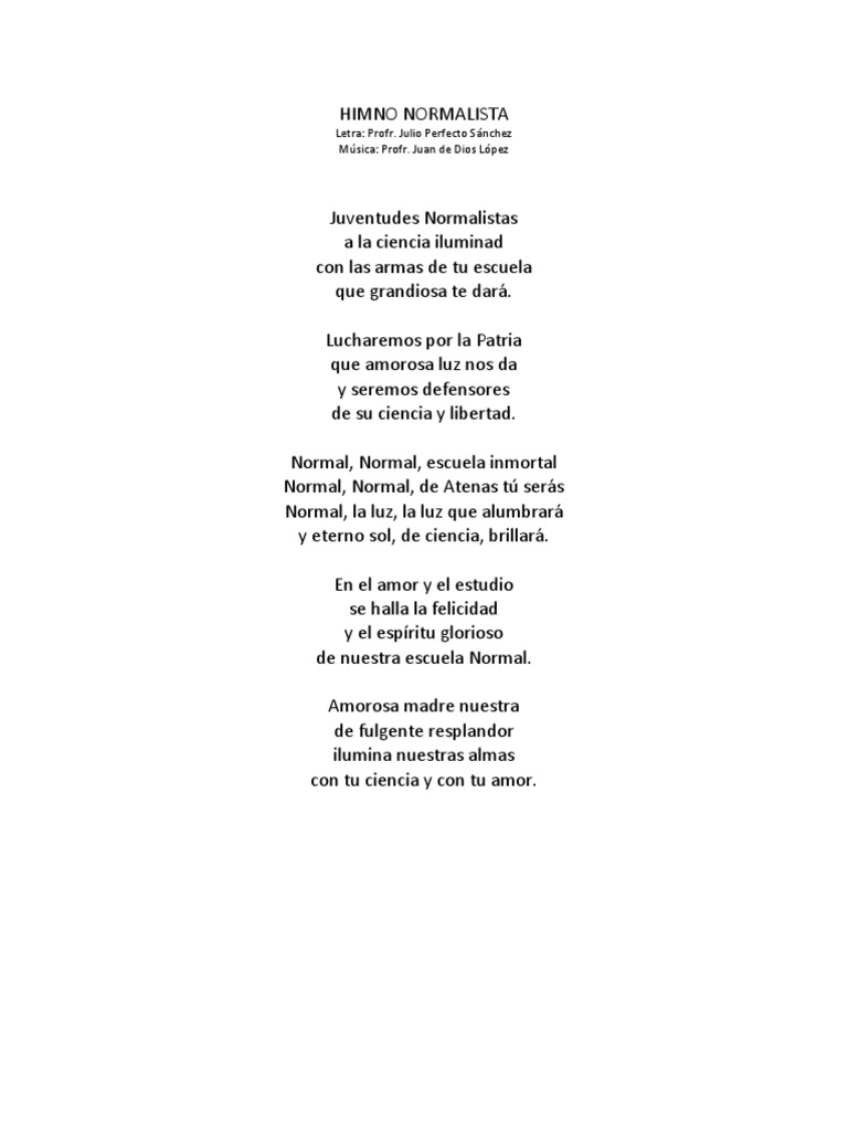 Himno Normalista: Letra y Música | PDF