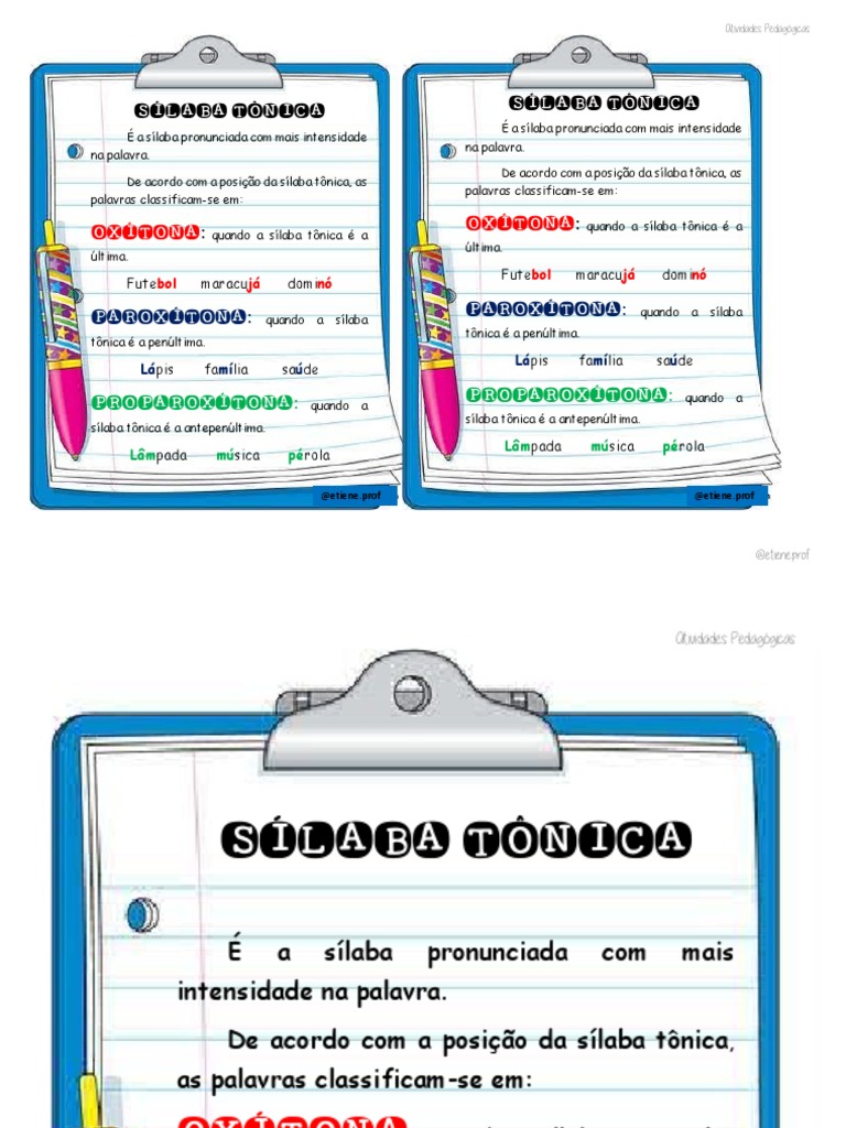 Sílaba Tônica: Classificação e Exemplos | PDF | Sílaba | Estresse ...